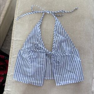 Blue and White Striped Halter Top